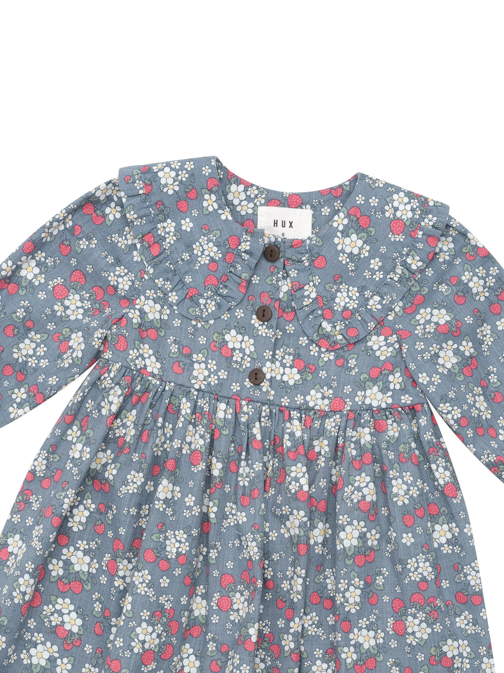Vintage Strawberry Collar Dress - Dusty Blue