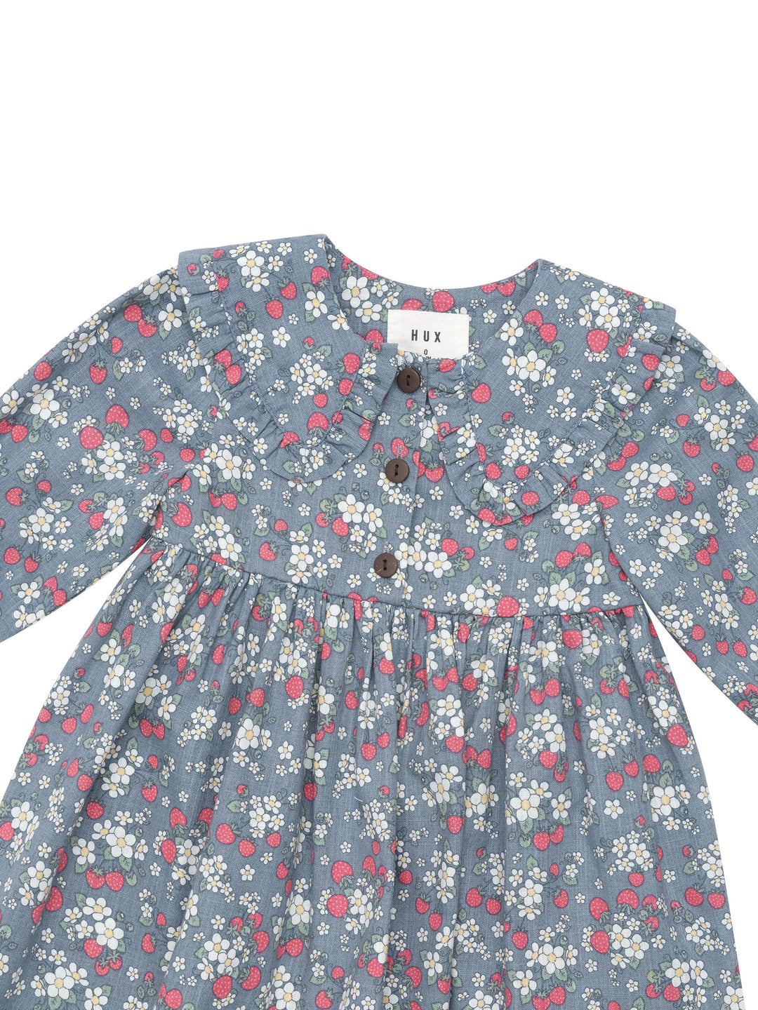 Huxbaby Vintage Strawberry Collar Dress - Dusty Blue