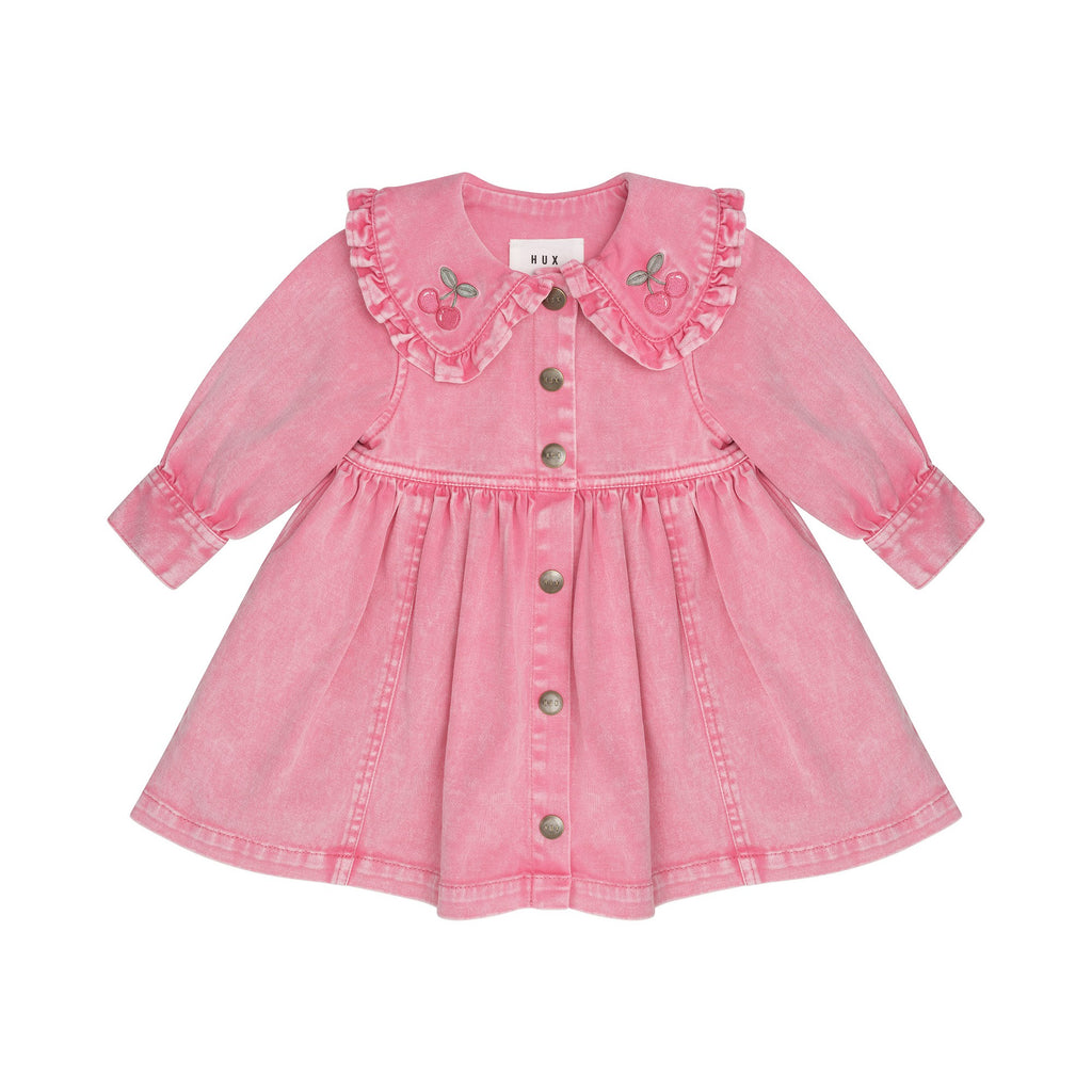 Cherry Vintage Collar Dress - Bubblegum