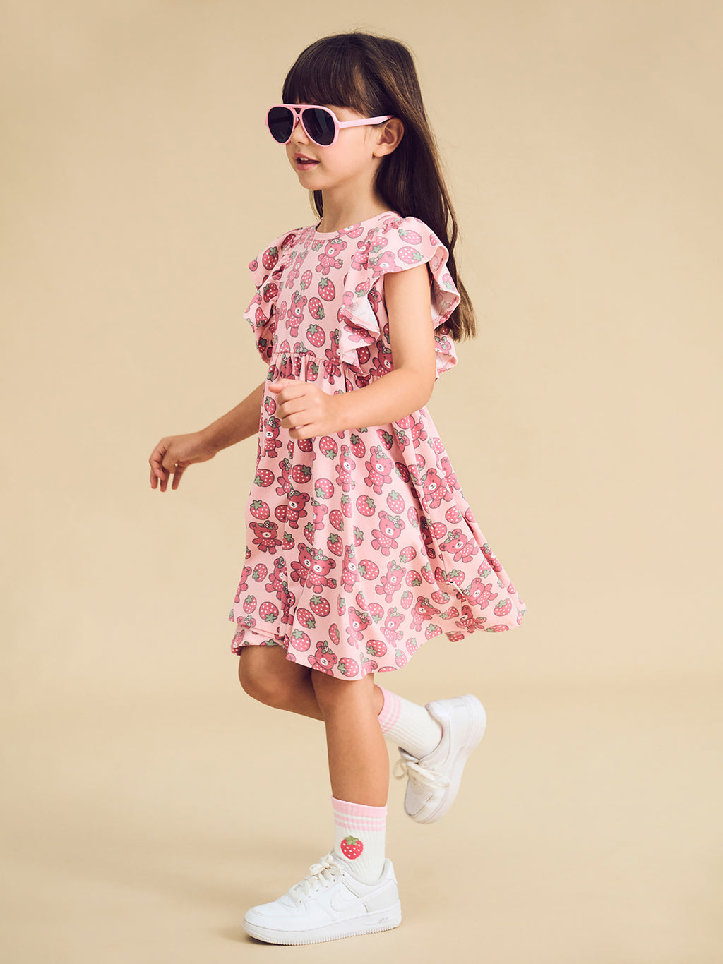 Berry Bear Frill Dress - Candy