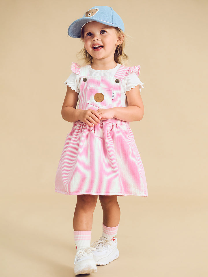 Huxbaby Candy Stripe Pinafore - Bubblegum Stripe