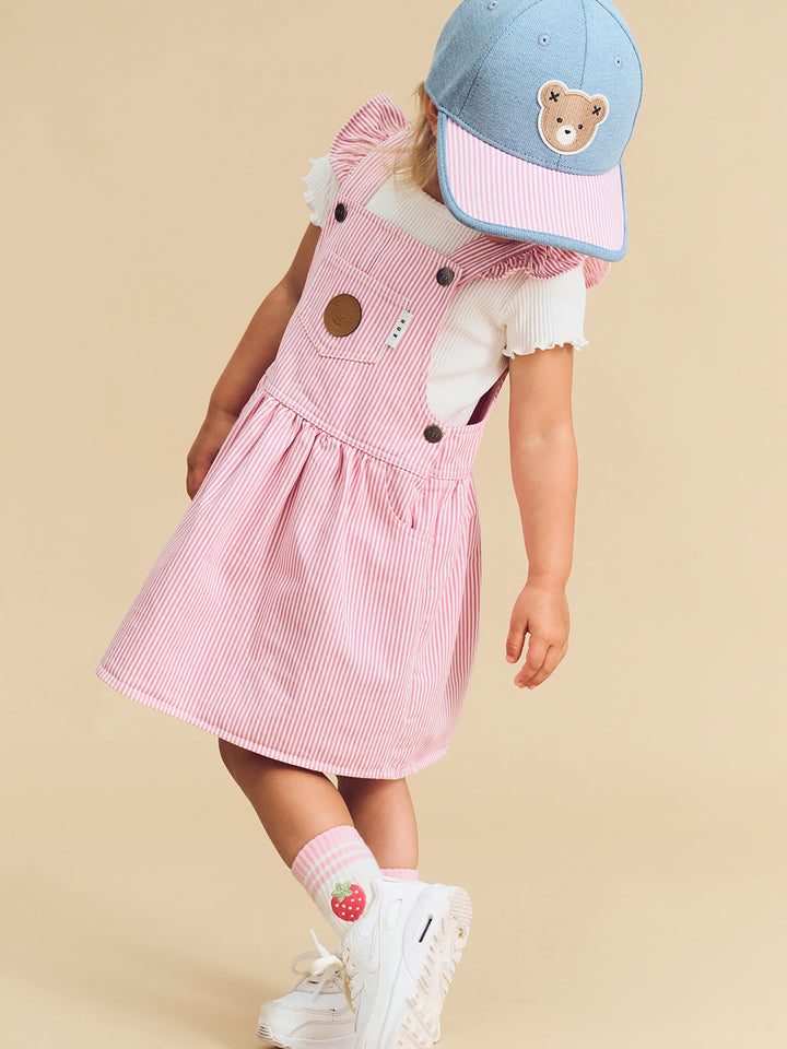 Huxbaby Candy Stripe Pinafore - Bubblegum Stripe