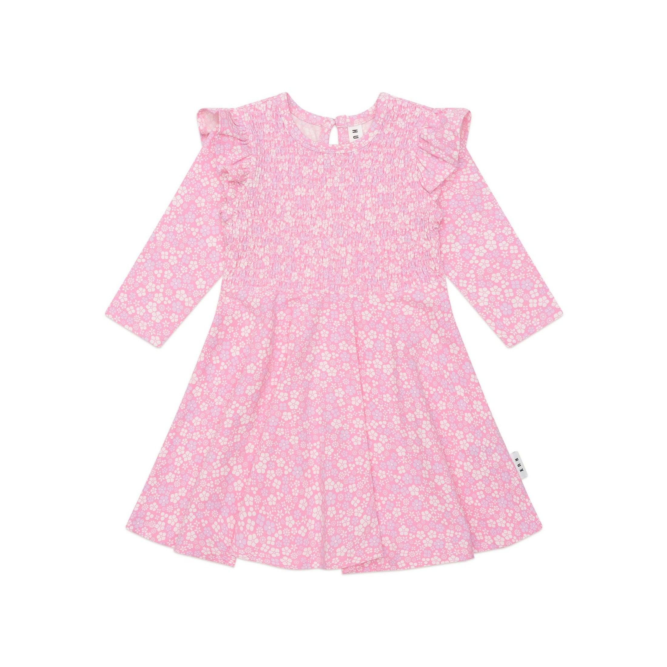 Huxbaby Ditsy Floral Shirred Long Sleeve Dress