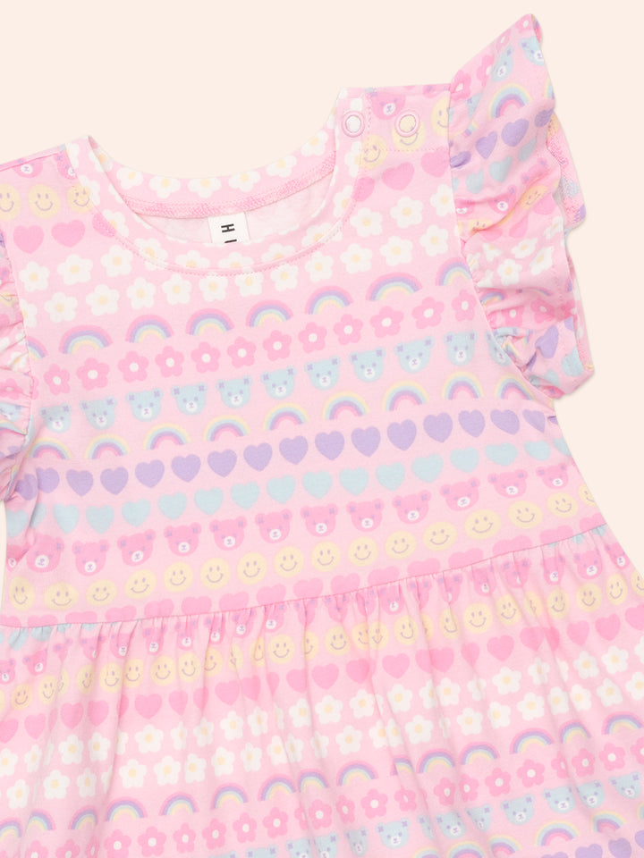 Huxbaby Emoji Rainbow Tier Dress