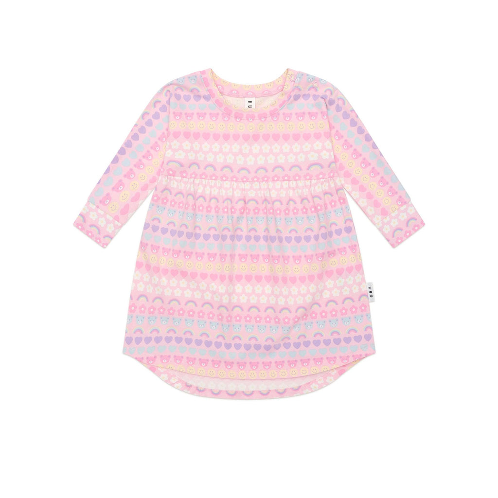 Huxbaby Emoji Rainbow Long Sleeve Swirl Dress