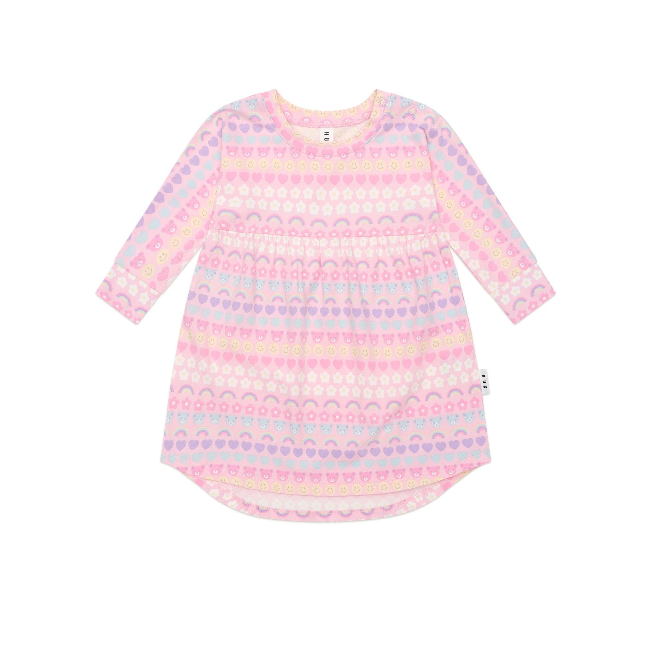 Huxbaby Emoji Rainbow Long Sleeve Swirl Dress