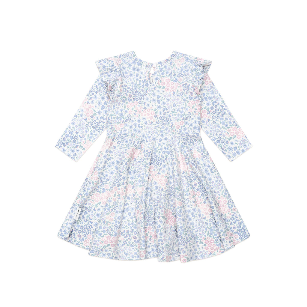 Huxbaby Flower Garden Shirred Long Sleeve Dress