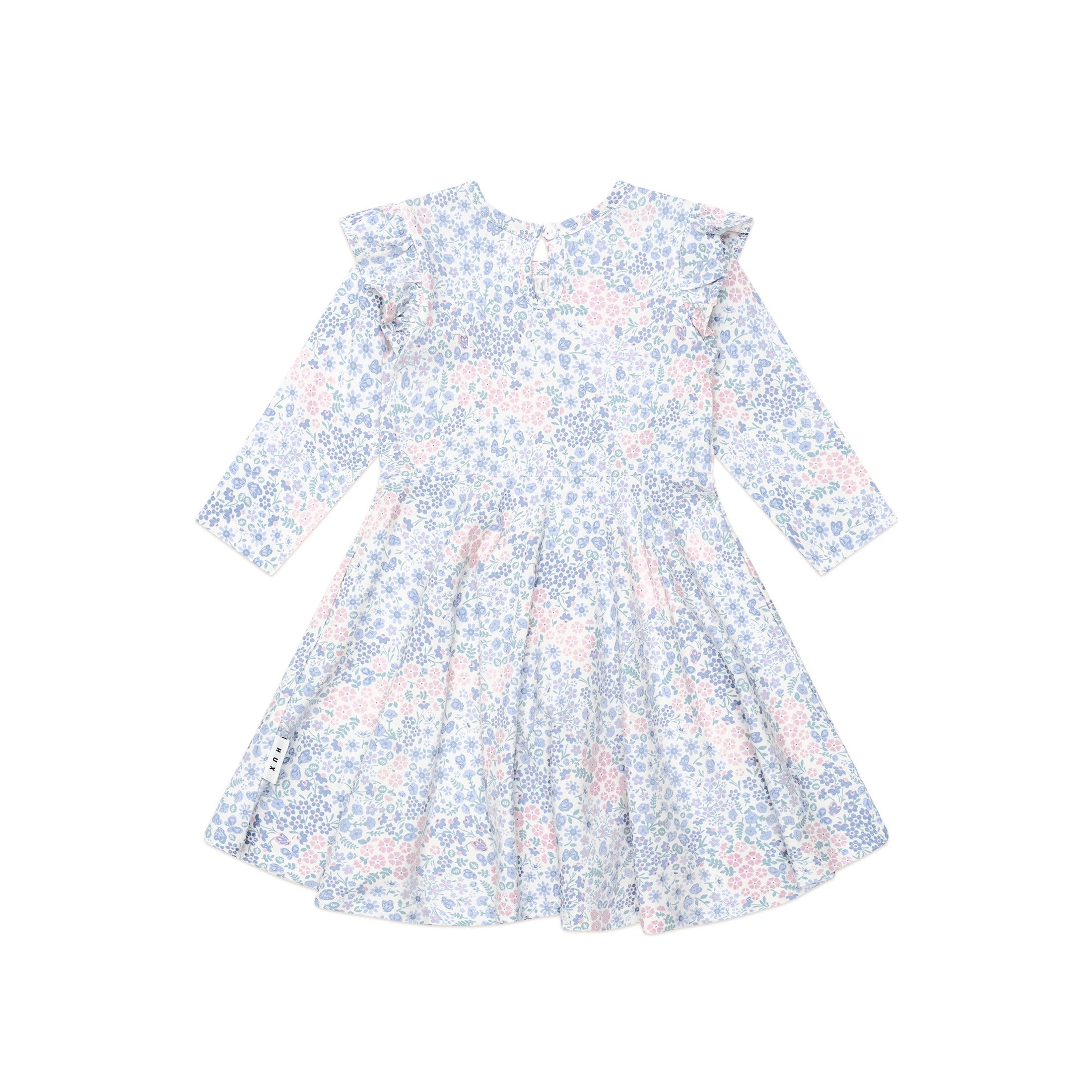 Huxbaby Flower Garden Shirred Long Sleeve Dress