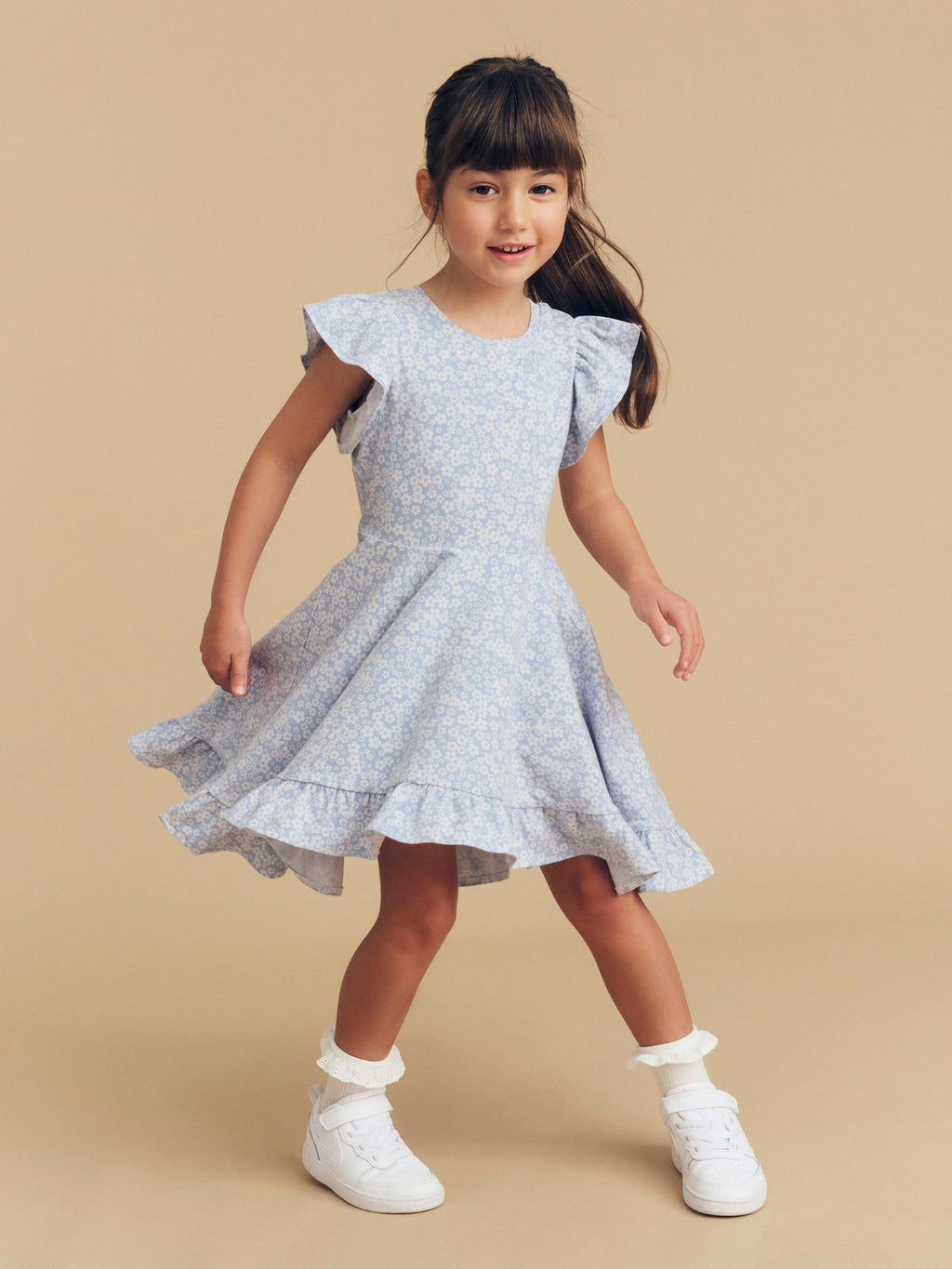 Unicorn Surprise Frill Swing Dress - Dusty Blue