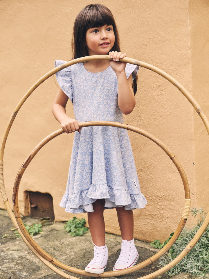 Huxbaby Unicorn Surprise Frill Swing Dress - Dusty Blue