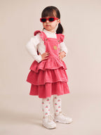 Classic Tiered Cord Pinafore - Cherry