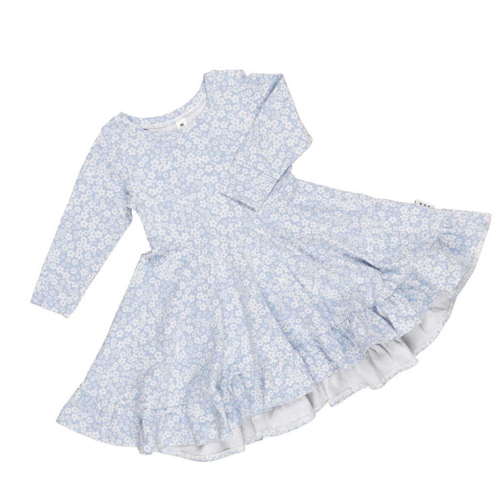 Unicorn Surprise Long Sleeve Swing Dress - Dusty Blue