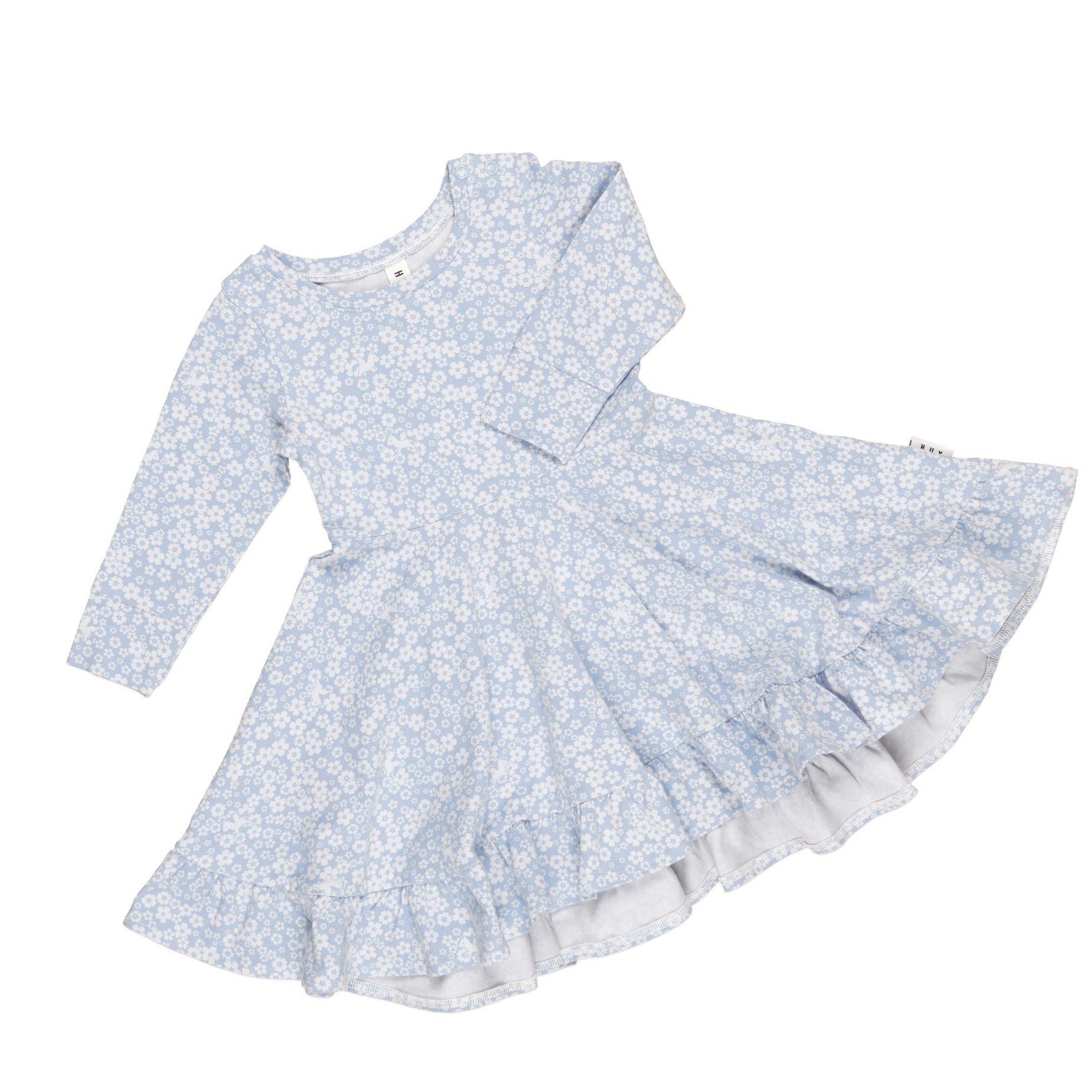 Unicorn Surprise Long Sleeve Swing Dress - Dusty Blue