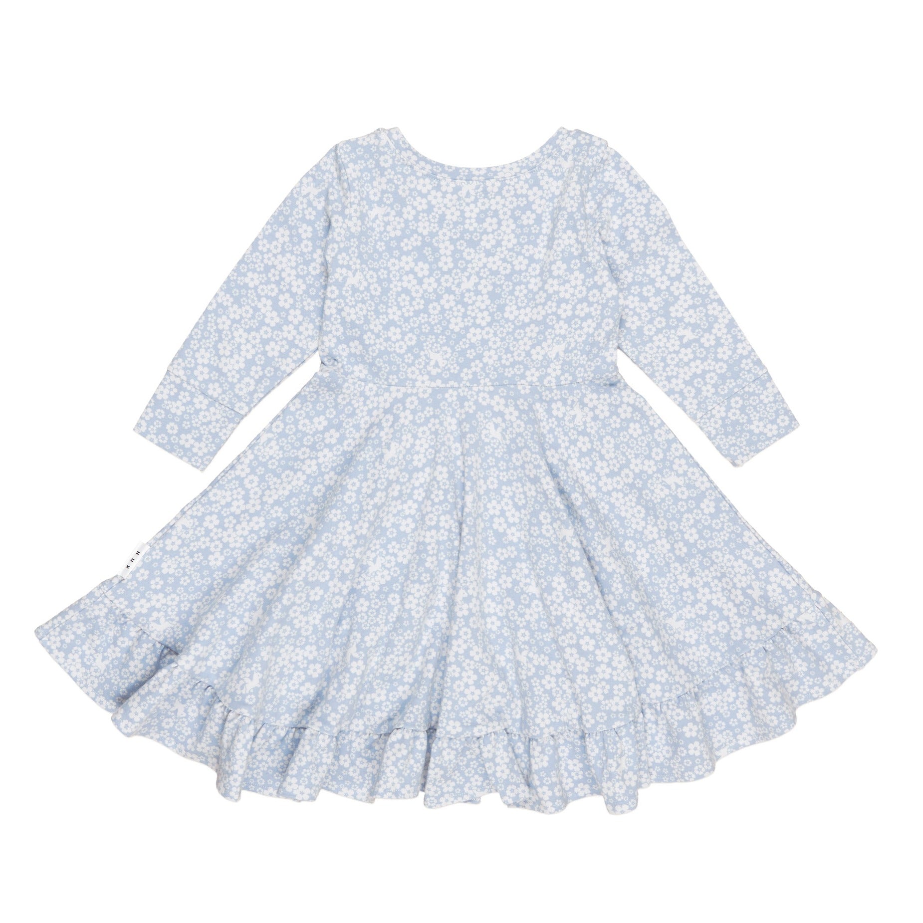 Unicorn Surprise Long Sleeve Swing Dress - Dusty Blue