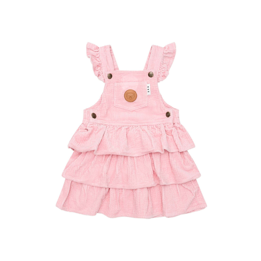 Huxbaby Blush Cord Tiered Overall Dress