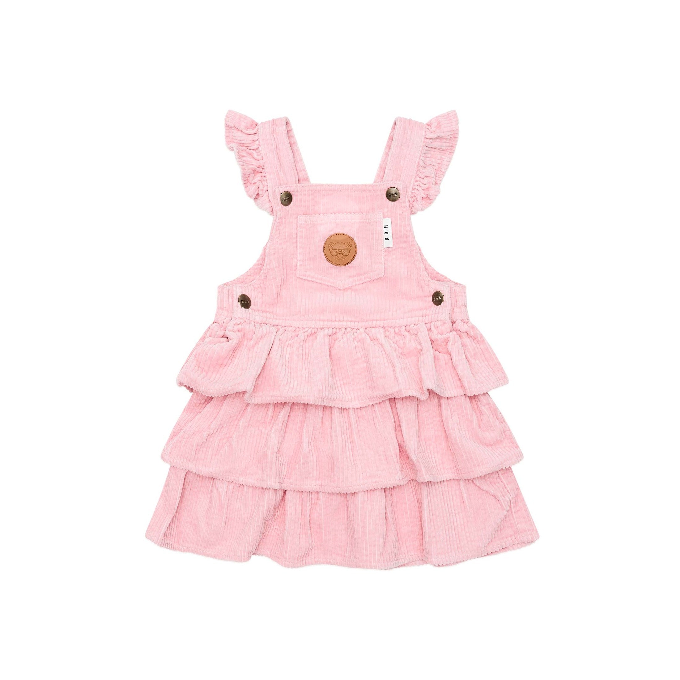 Huxbaby Blush Cord Tiered Overall Dress