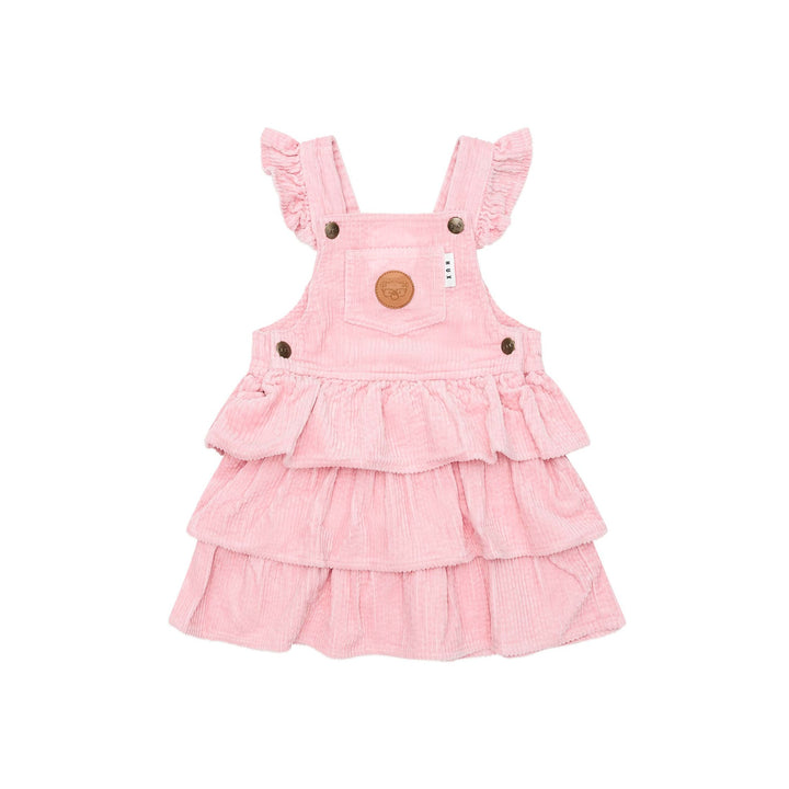 Huxbaby Blush Cord Tiered Overall Dress