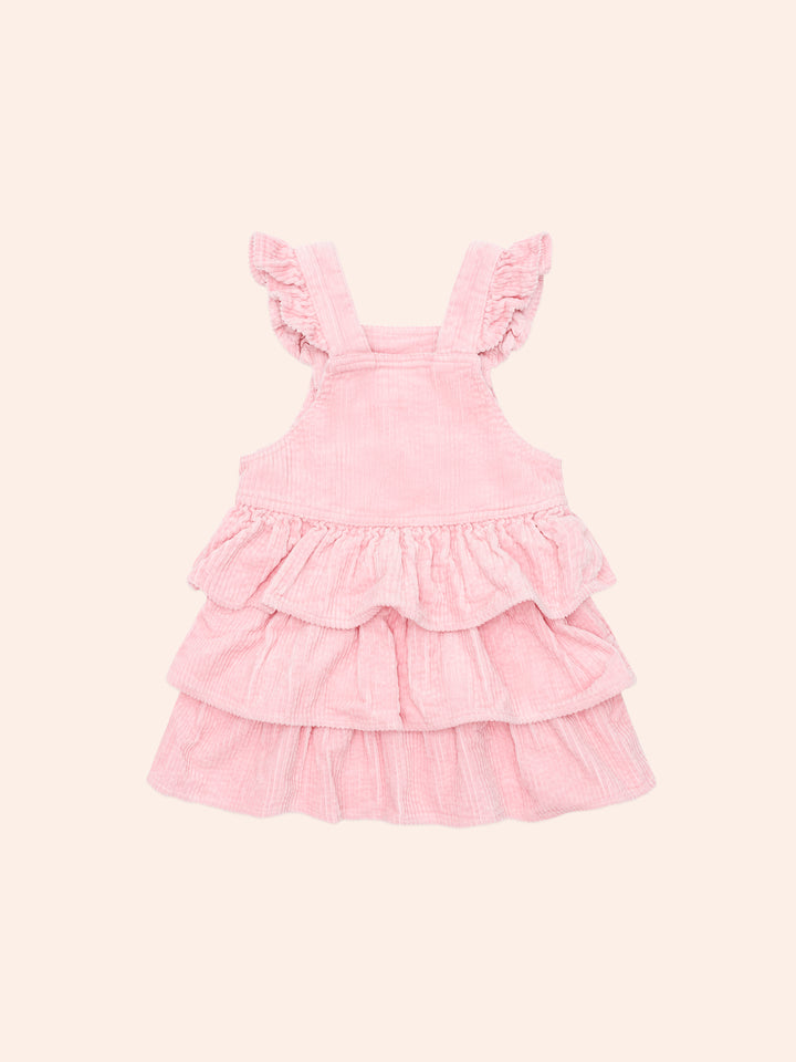Huxbaby Blush Cord Tiered Overall Dress