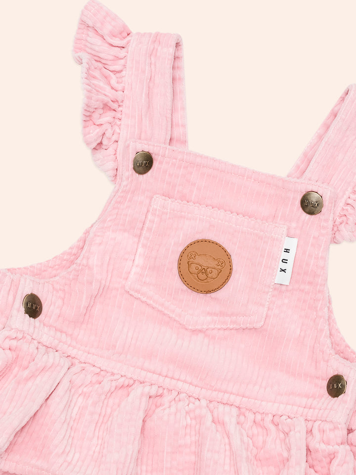 Huxbaby Blush Cord Tiered Overall Dress
