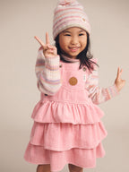 Blush Cord Tiered Overall Dress