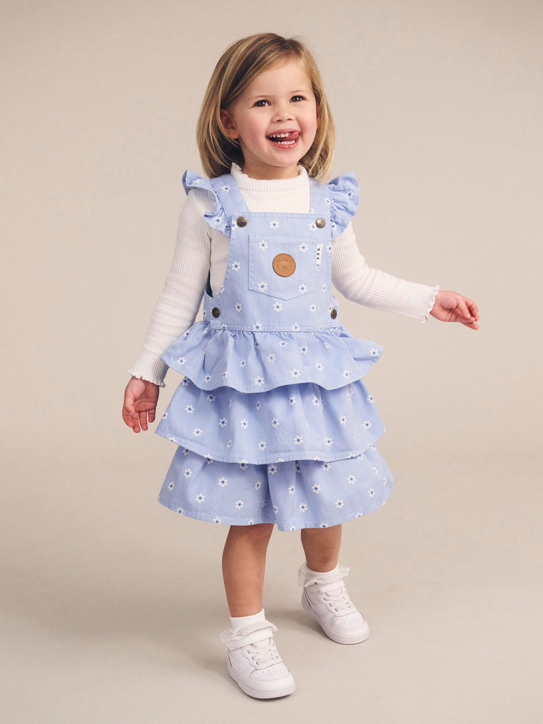 Huxbaby Ditsy Floral Tiered Overall Dress