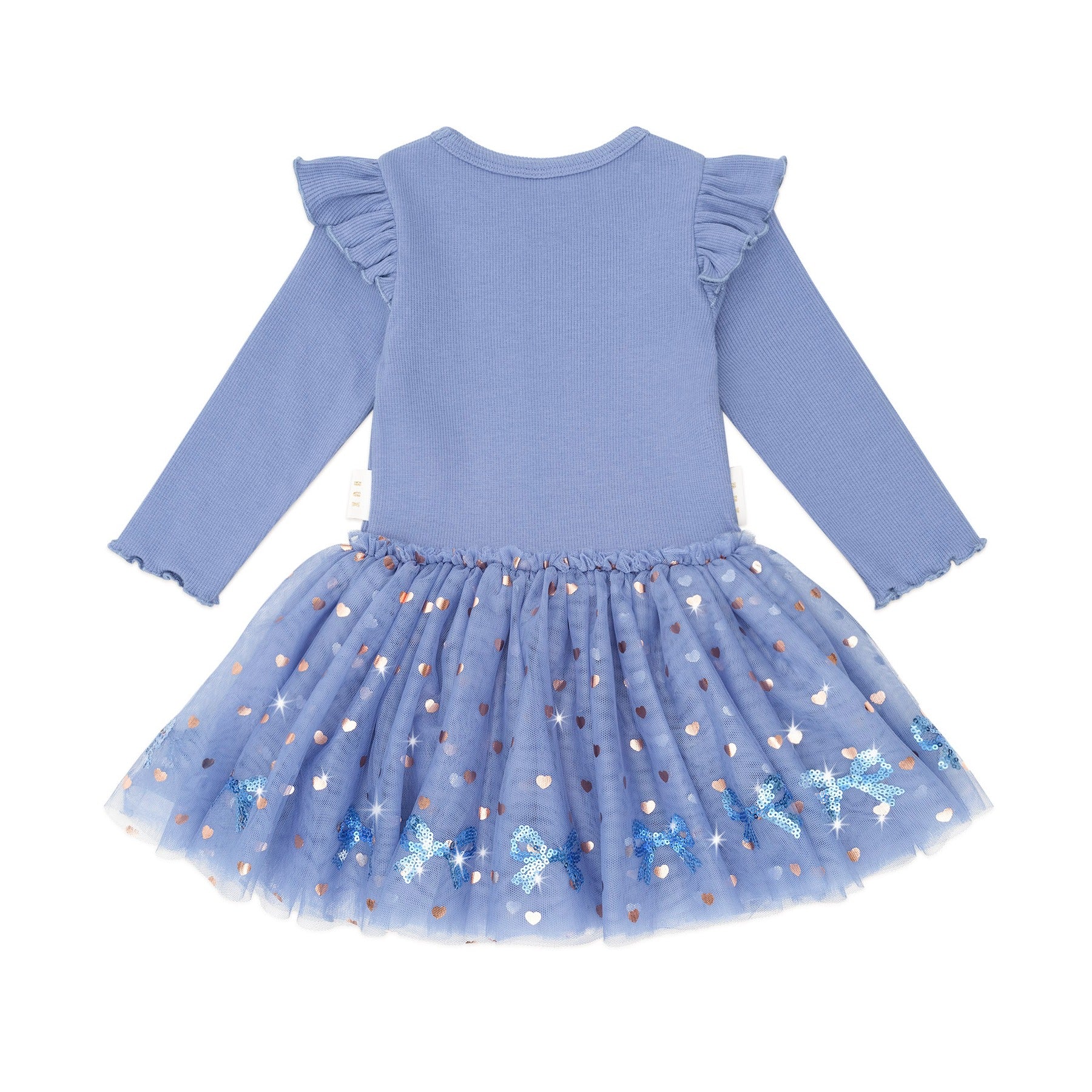 Sequin Bow Tulle Dress - Bijou Blue