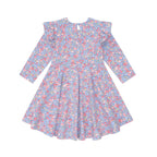 Vintage Floral Shirred Long Sleeve Dress