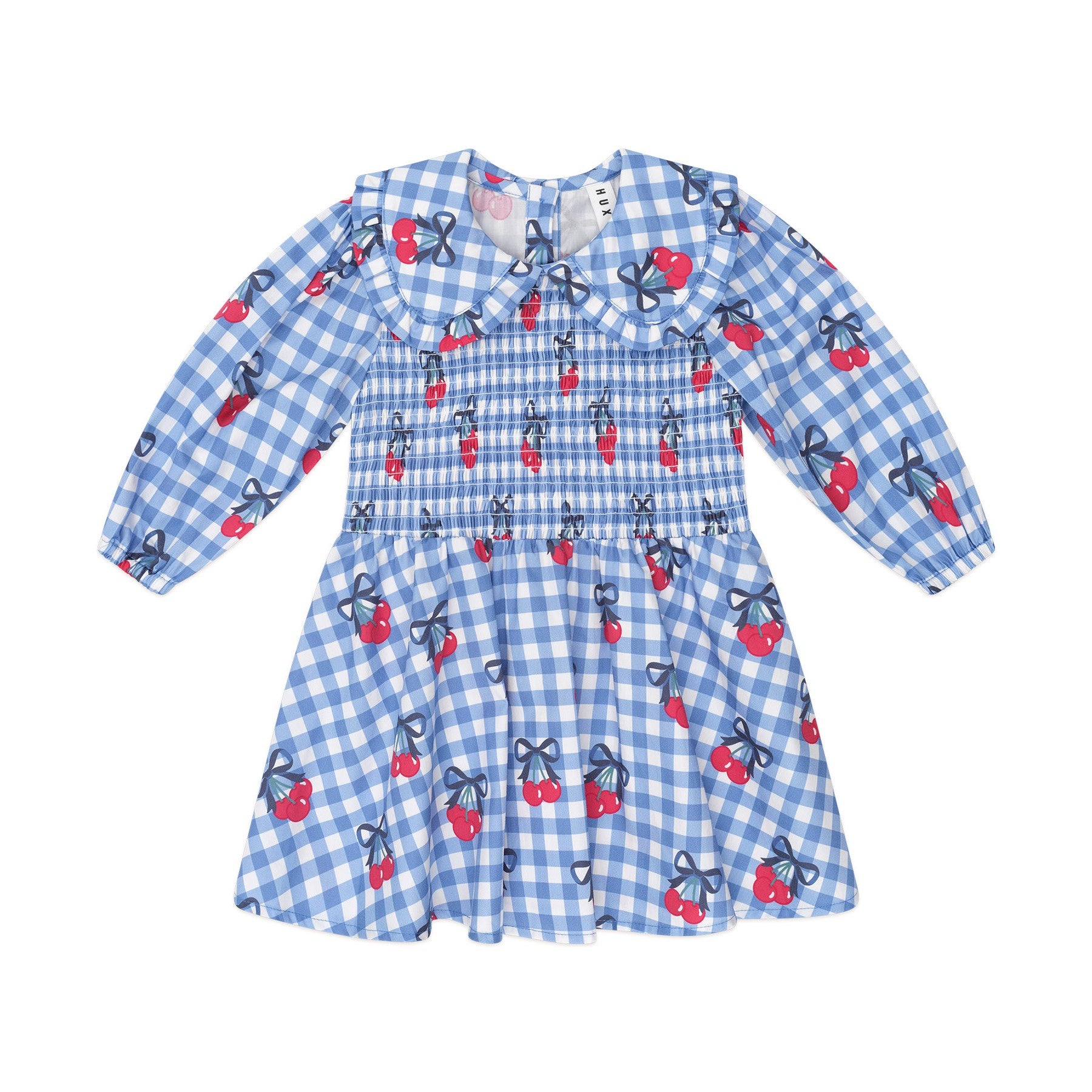 Cherry Gingham Shirred Dress