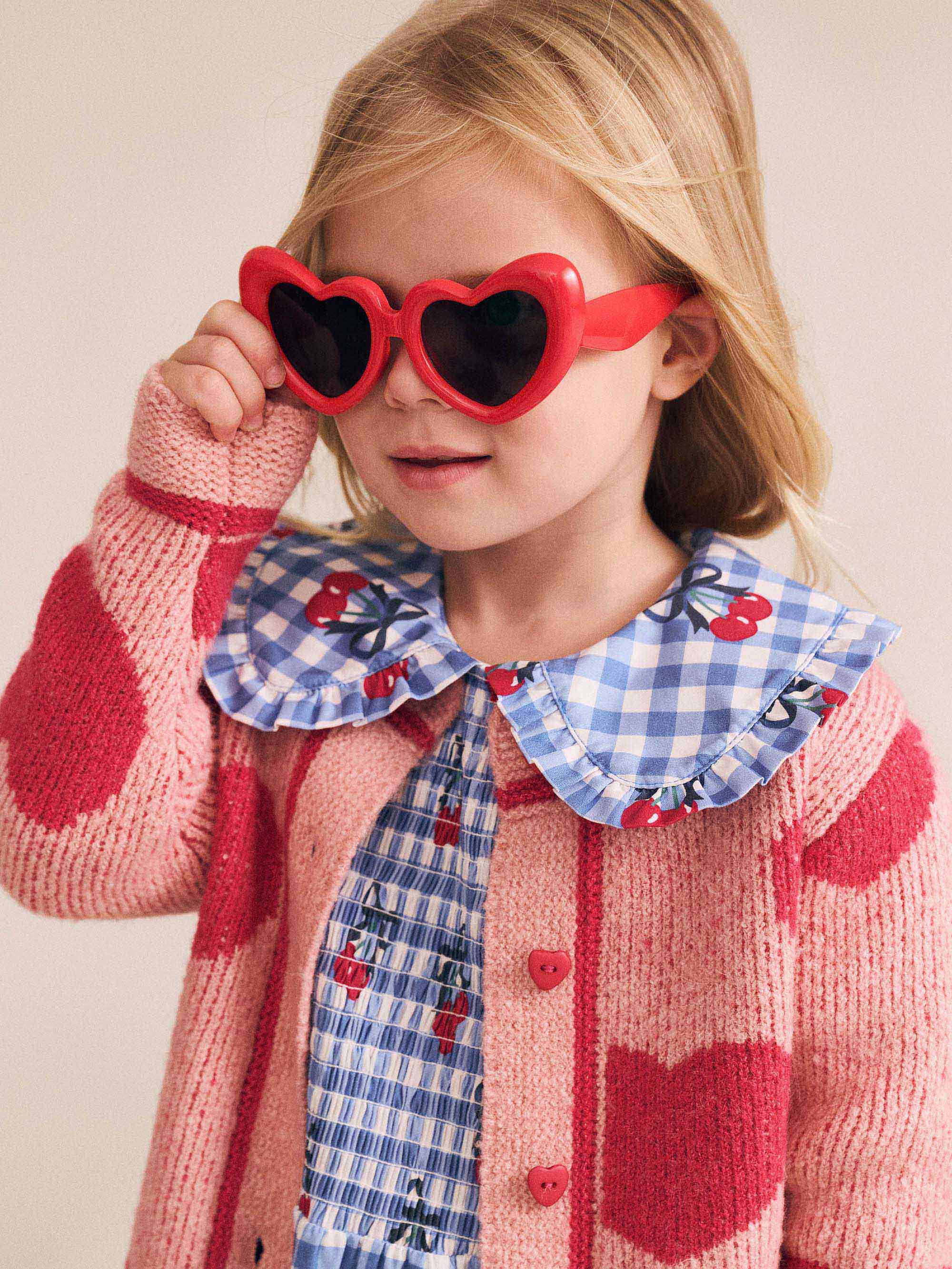 Cherry Gingham Shirred Dress