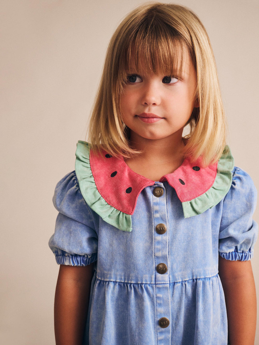 Huxbaby I Carried a Watermelon Denim Dress