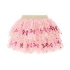 Sequin Bow Tiered Tulle Skirt