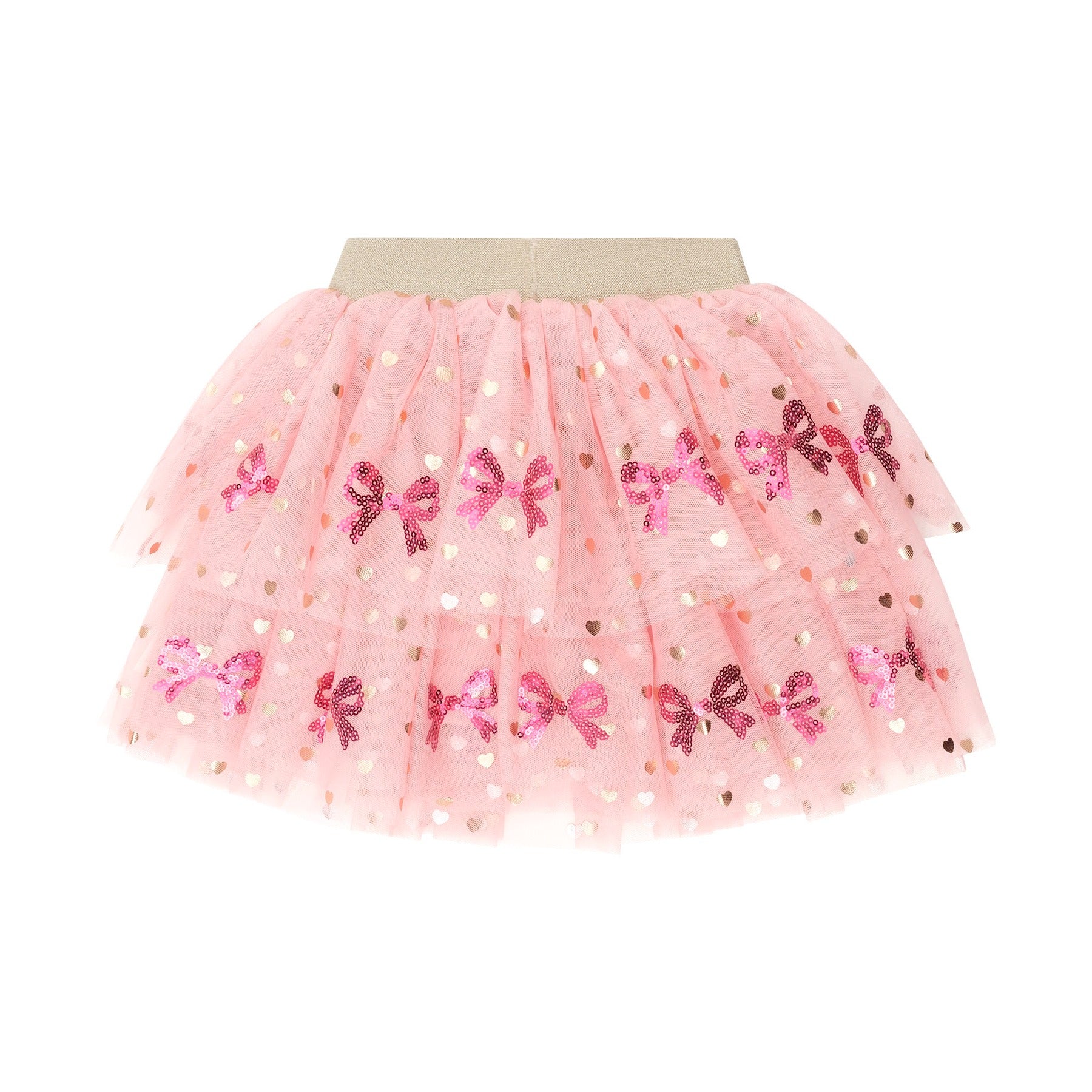 Sequin Bow Tiered Tulle Skirt