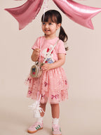 Sequin Bow Tiered Tulle Skirt