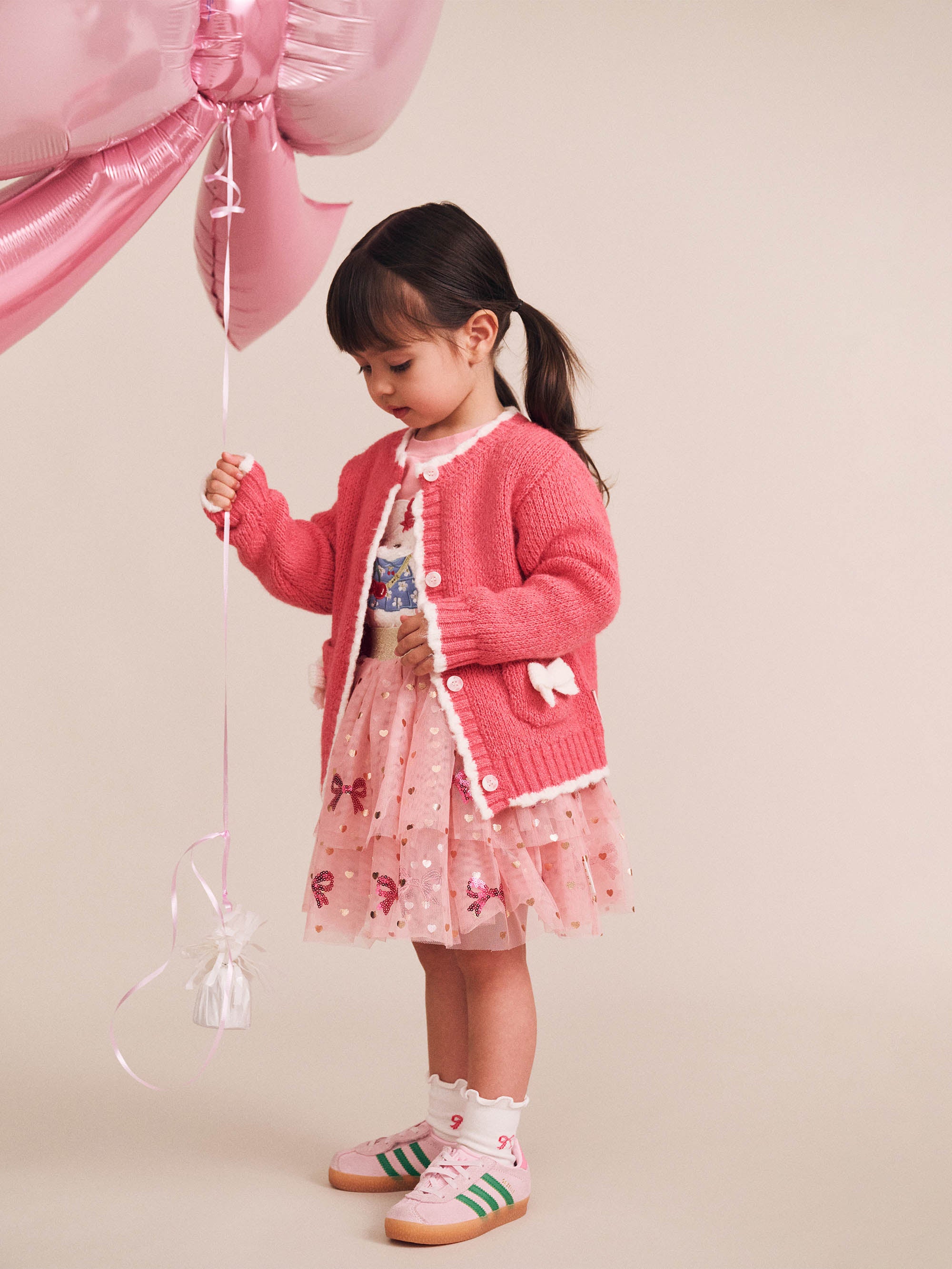 Sequin Bow Tiered Tulle Skirt