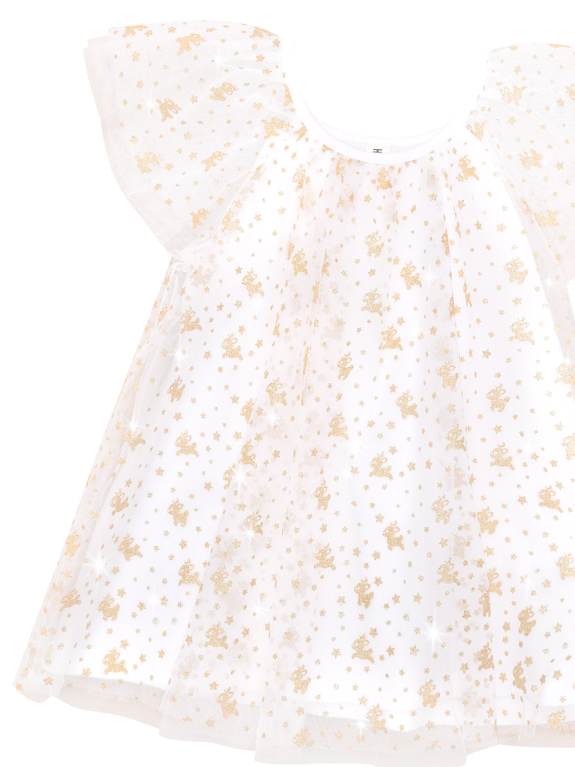 Huxbaby Christmas Reindeer Tulle Dress - White