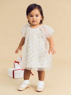 Christmas Reindeer Tulle Dress - White