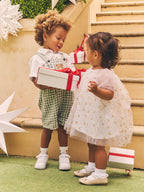 Christmas Reindeer Tulle Dress - White