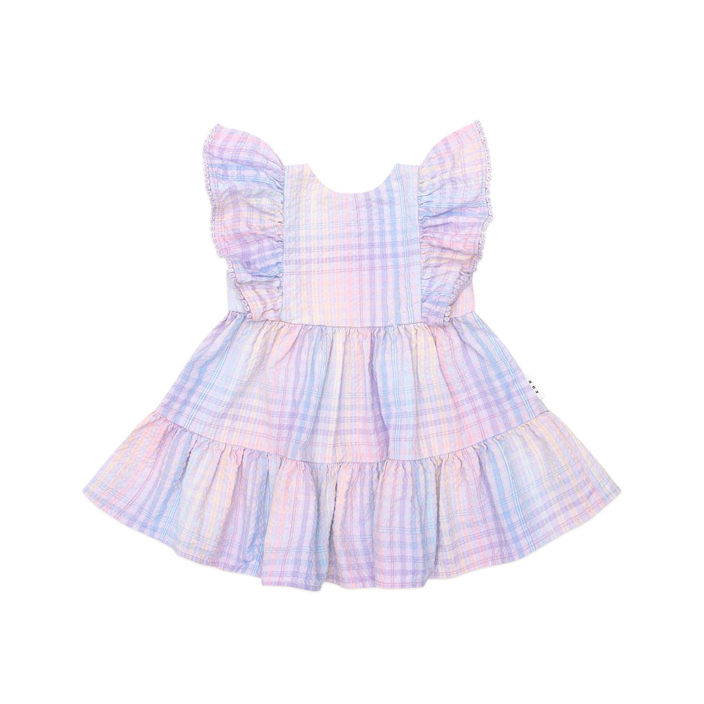 Huxbaby Frill Dress - Rainbow Check