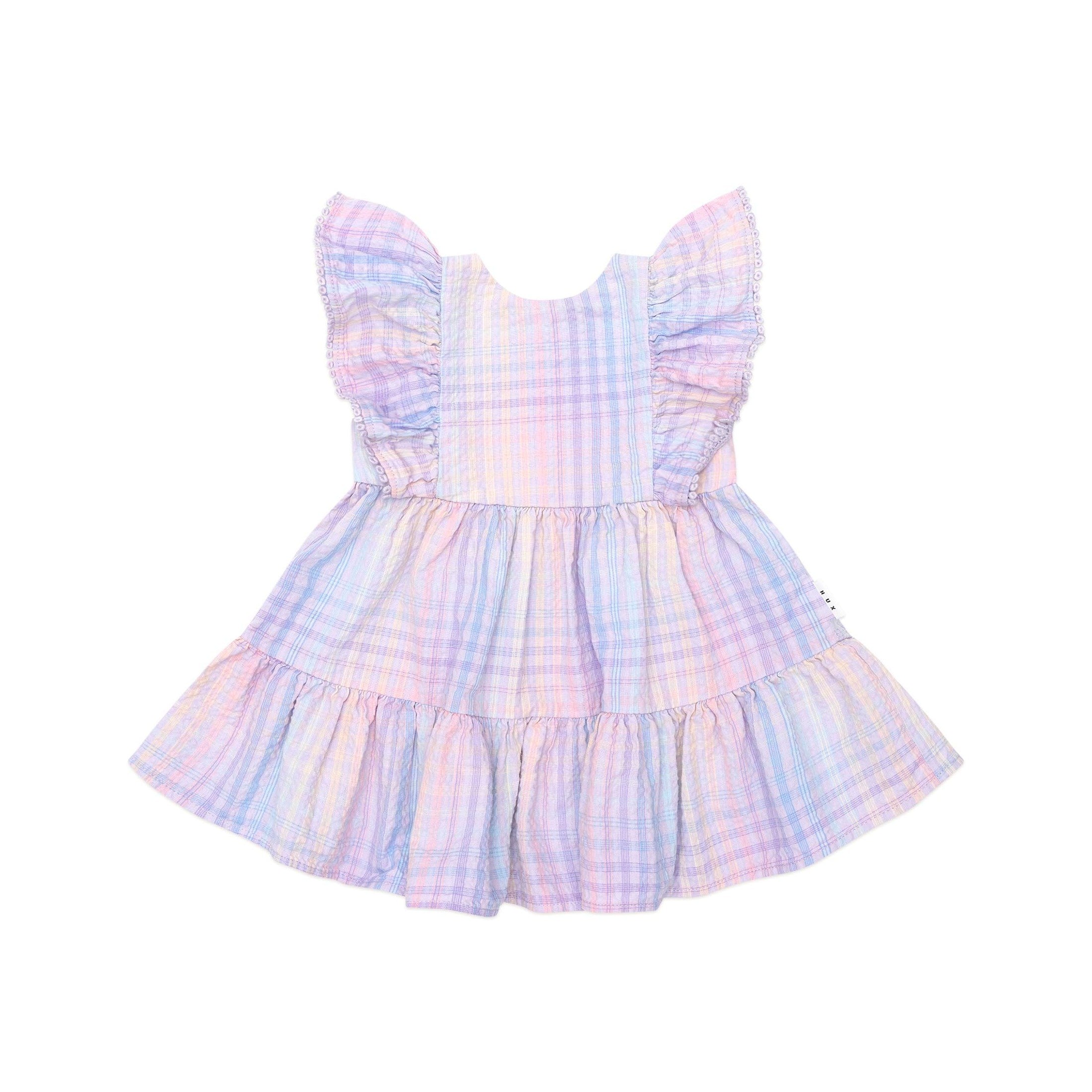 Huxbaby Frill Dress - Rainbow Check