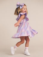 Huxbaby Frill Dress - Rainbow Check