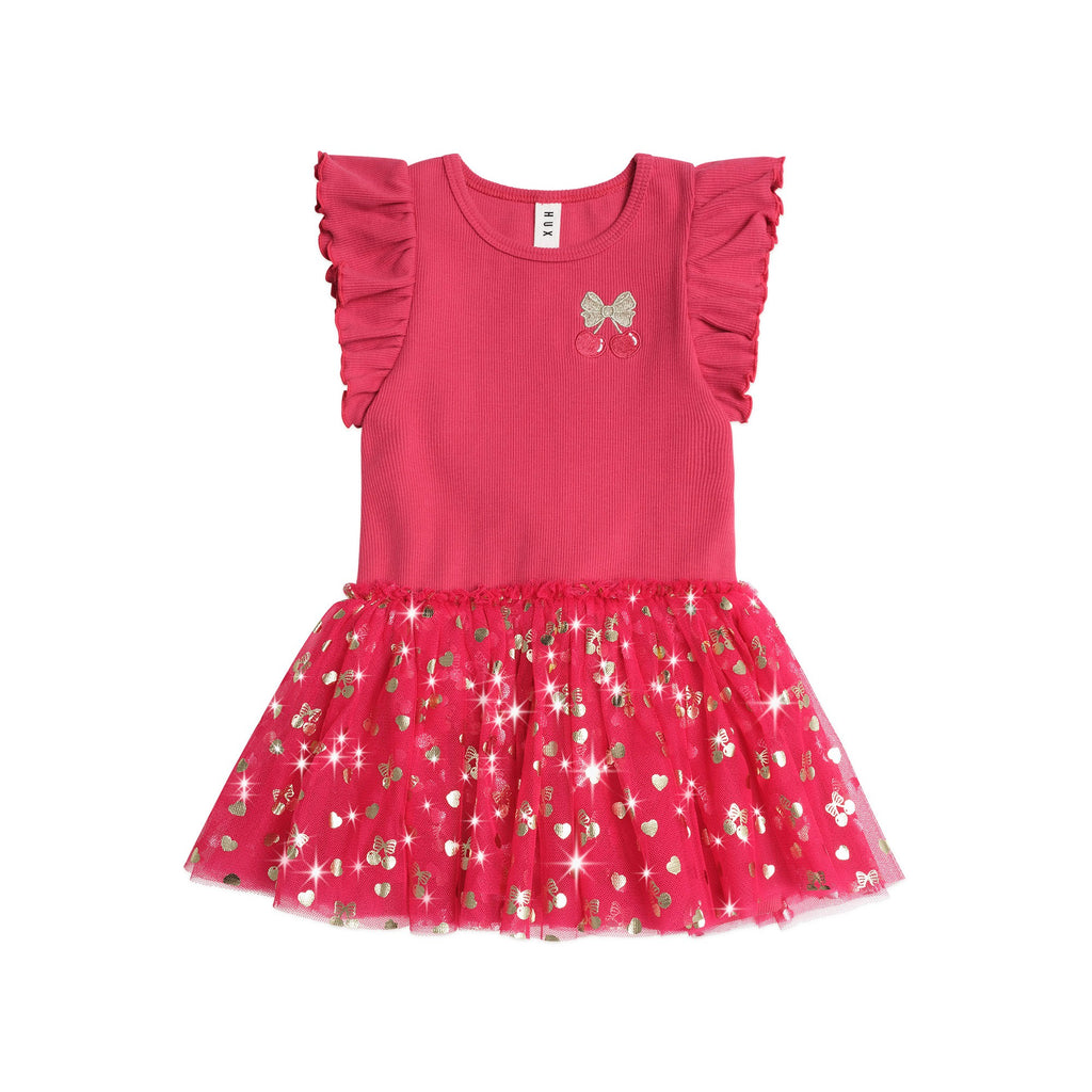 Huxbaby Golden Cherry Pie Rib Tulle Dress