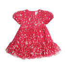 Golden Cherries Puff Sleeve Tulle Dress