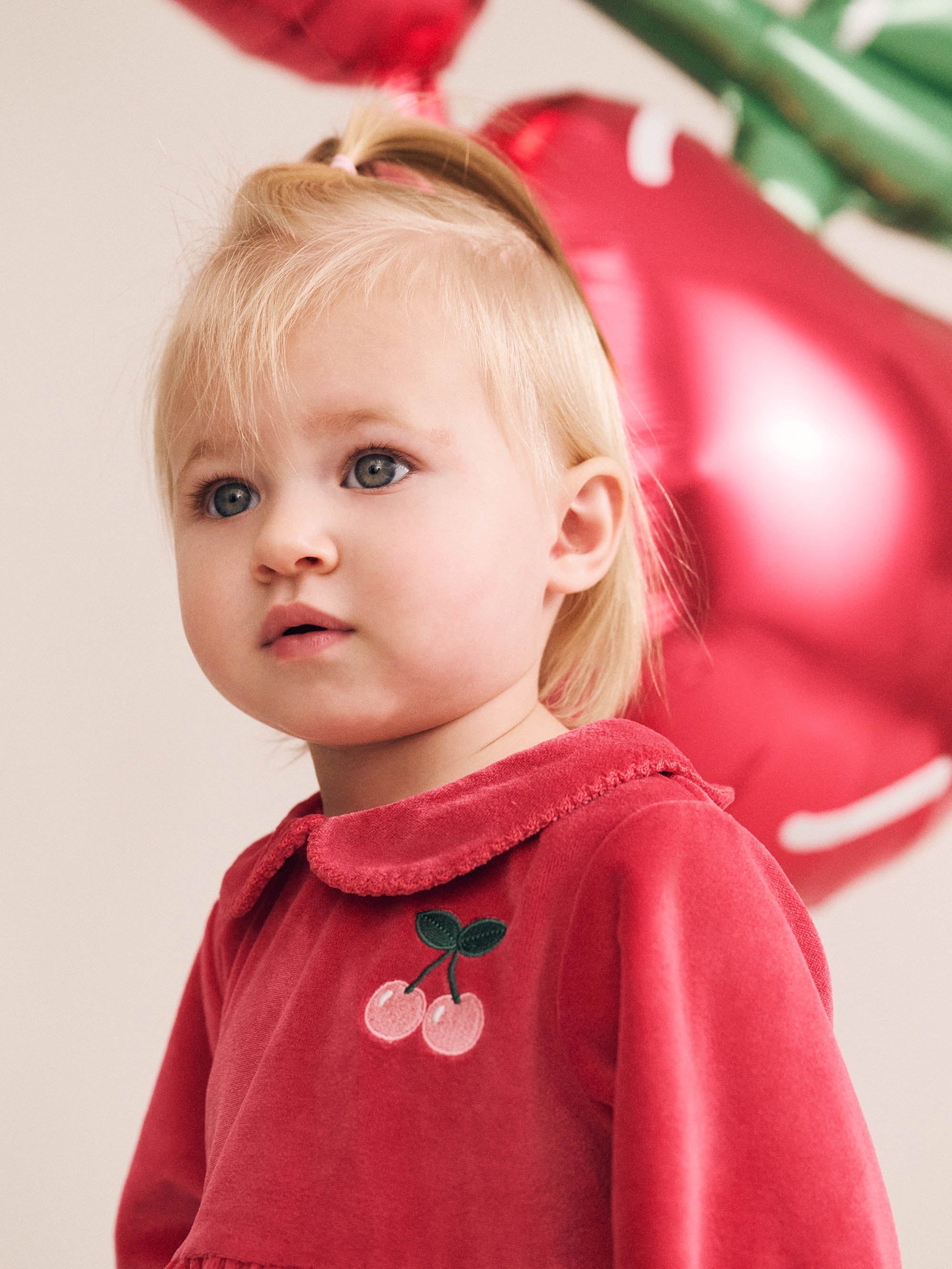 Very Cherry Velour Collar Dress