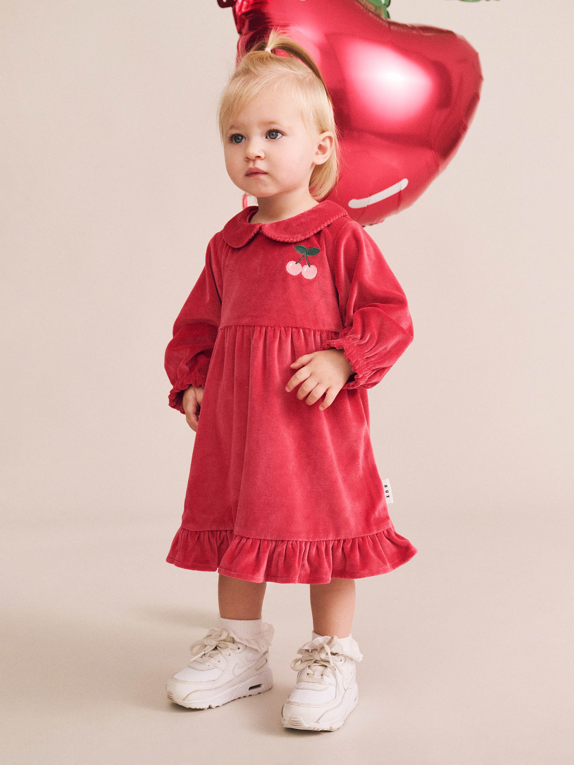 Very Cherry Velour Collar Dress
