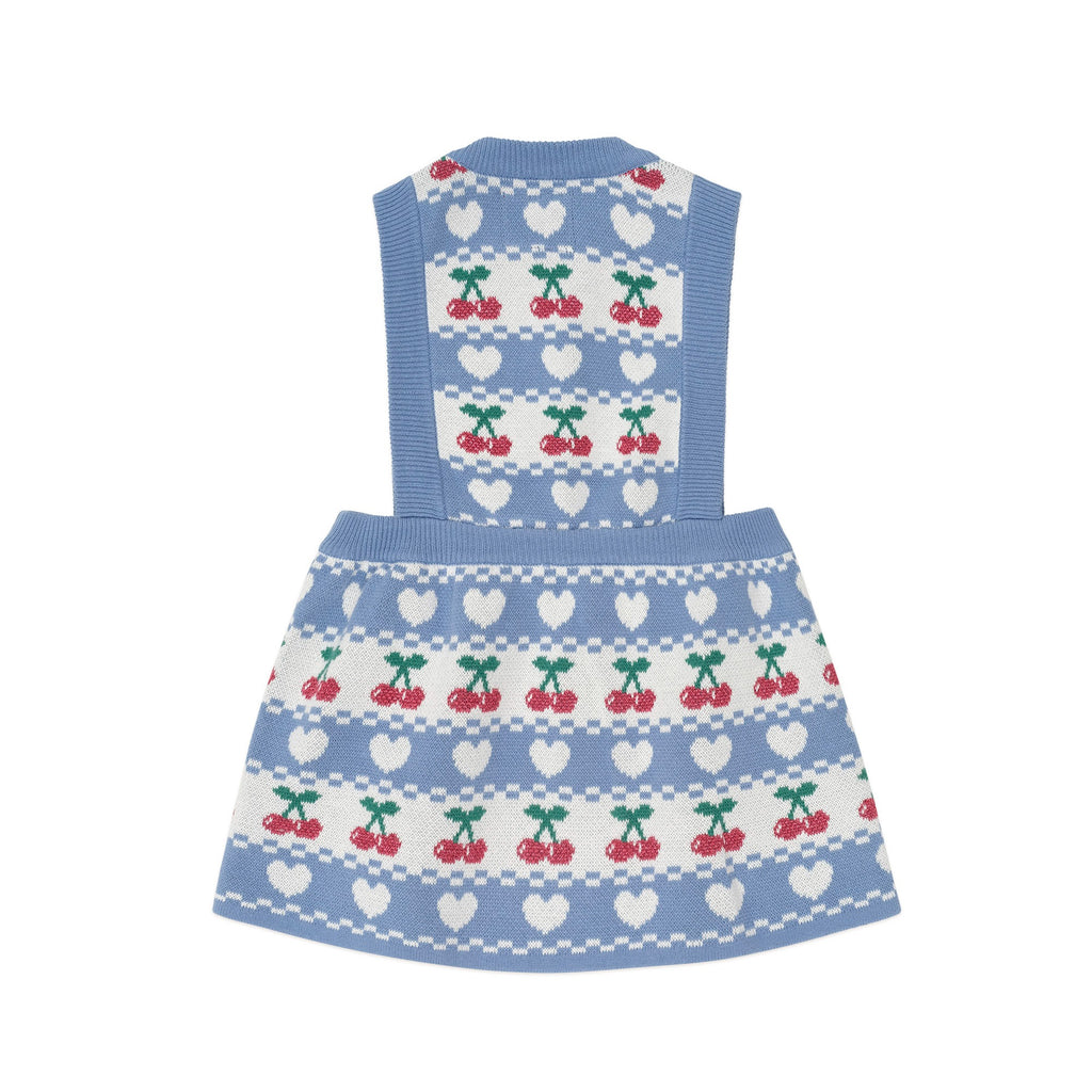 Cherry Heart Knit Pinafore Dress