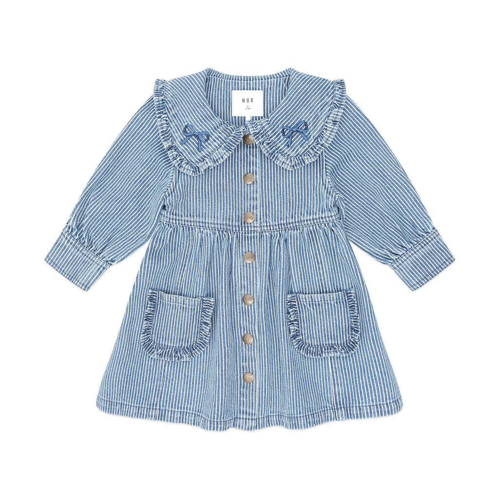 Vintage Bow Collar Denim Dress