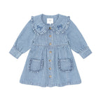Vintage Bow Collar Denim Dress