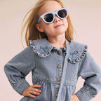 Vintage Bow Collar Denim Dress