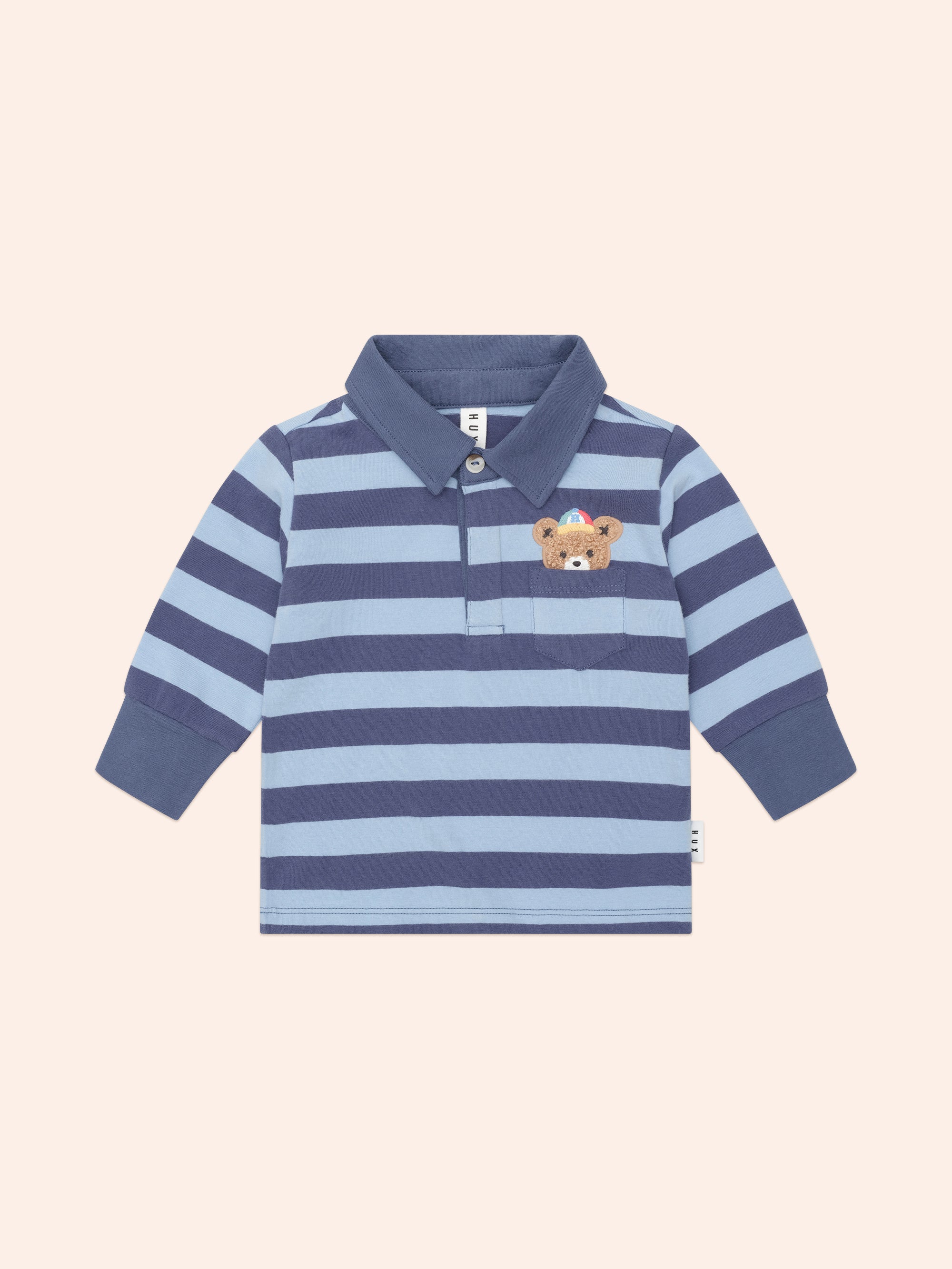 Huxbaby Peeping Hux Blue Stripe Polo