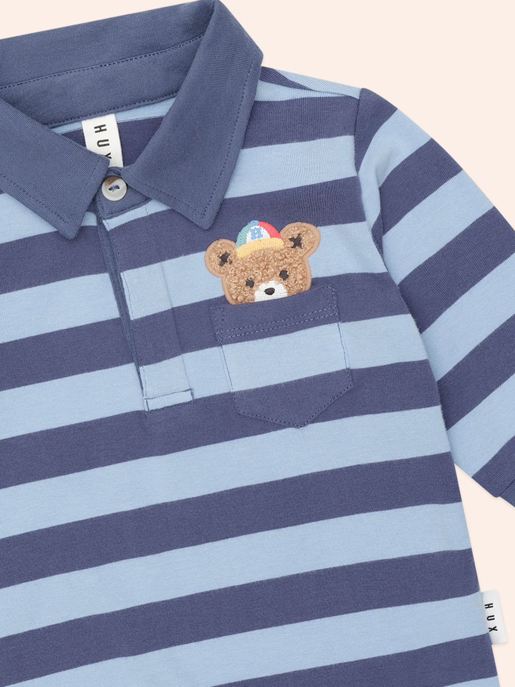 Huxbaby Peeping Hux Blue Stripe Polo